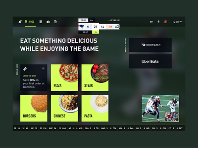 Football Watch Party desktop entertainment food delivery football motion graphics platform product design streaming video watchparty