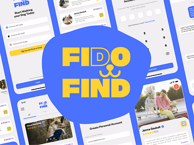 FIDO FIND Dog Walking App Concept 🐾 app branding design graphic design logo product product design prototype ui ux