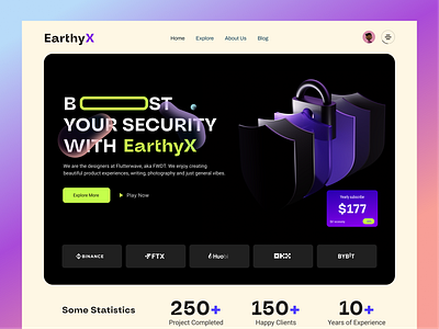 Security Company Landing Page branding crypto cyber threats cybersecurity agency data security earthycolor homepage mockup mrinmoy website