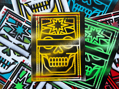 Skull Stencils 288 label halftone hand made illustration monoline skull spray paint stencil sticker sticker pack stickers