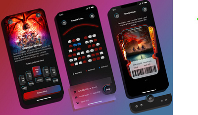 Movie ticket booking App animation app design illustration ui