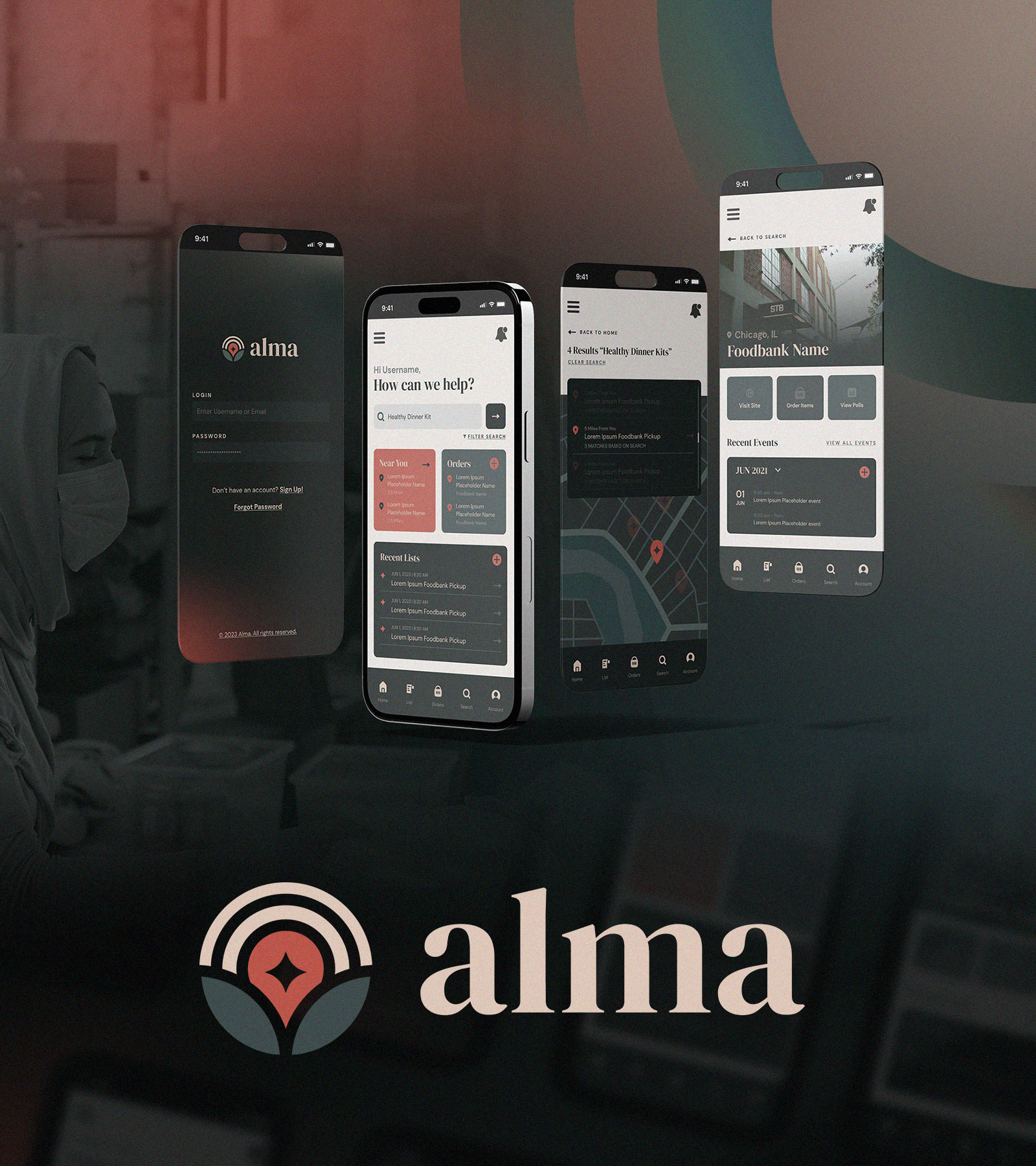 Alma Foodbank App | UX Case Study branding case study foodbank logo design social justice ux
