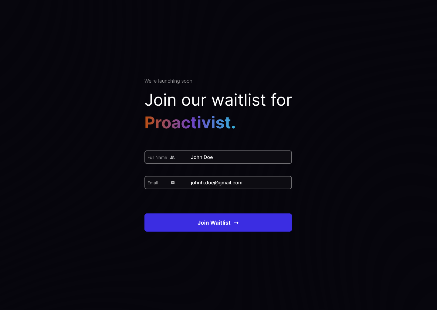Waitlist for Proactivist design graphic design ui