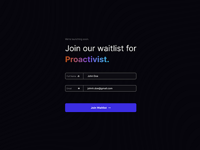 Waitlist for Proactivist design graphic design ui