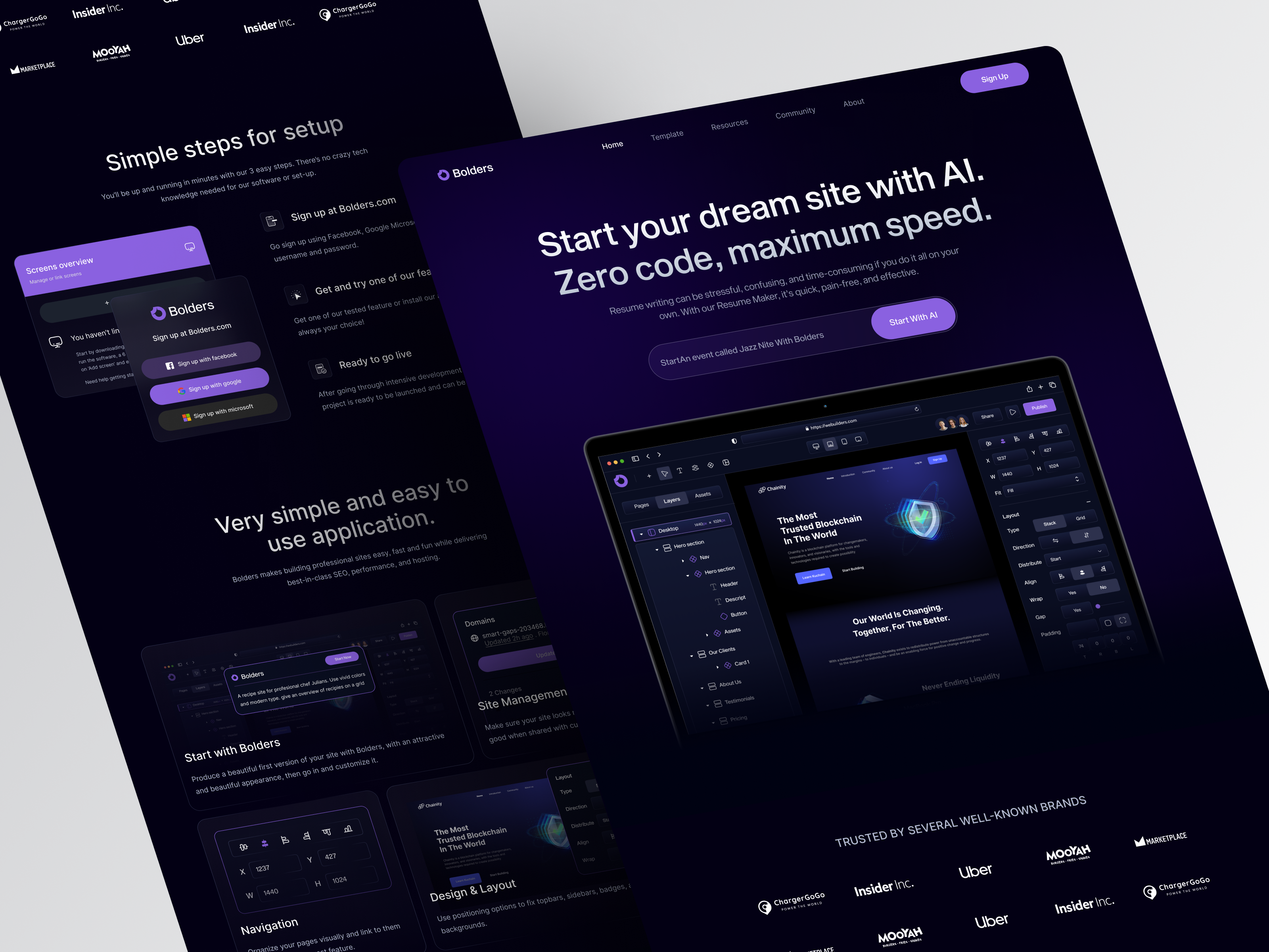 Bolders - Website Builder Landing Page ai clean clear design development landing page landing page builder saas ui web build web builder web builder landing page web development website website builder