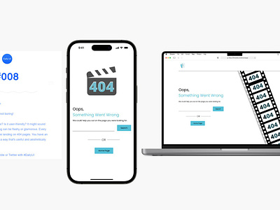 Error 404 Page 404 404 error page app ui application bookmyshow dailyui dailyui 8 dailyui day8 error page flimbuddy movie app movie website ui user interface