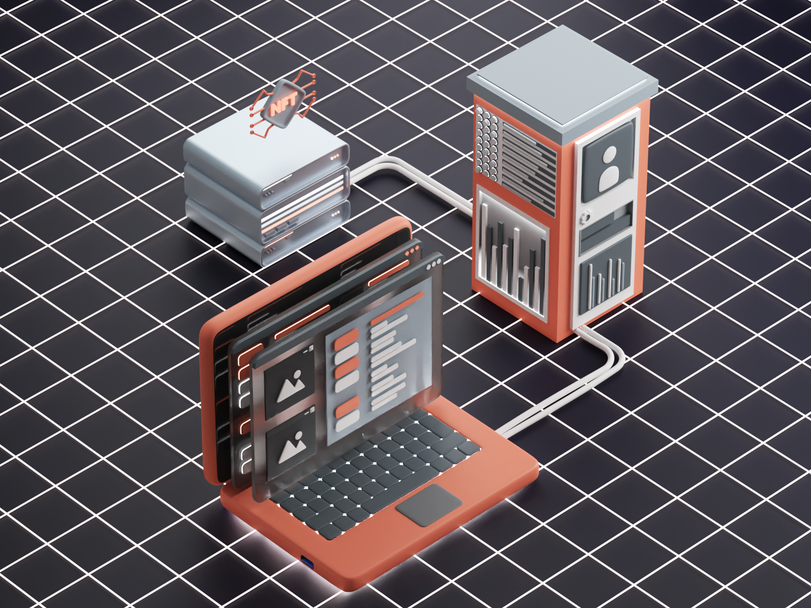 NFT server illustration 3d bitcoin blender crypto design illustration illustrations library nft resources token tokens