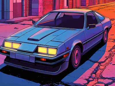 🌆Neon Evenings💙 automotive art car art car illustration cyberpunk art design digital art illustration japanese cars