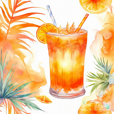 Tropical Summer Cocktail 3d animation
