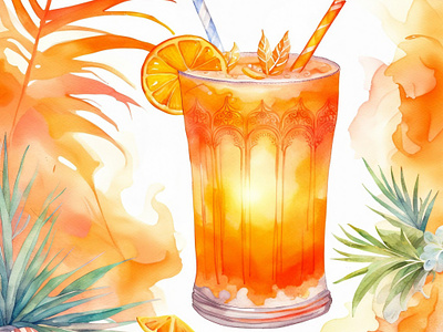 Tropical Summer Cocktail 3d animation