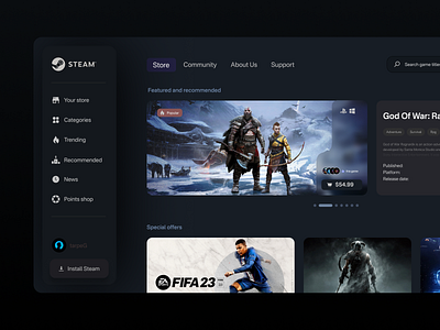 STEAM Website Redesign - Modern UI Design design redesign steam redesign steam webshop steam website steam website redesign ui design ui redesign ux ux design website redesign