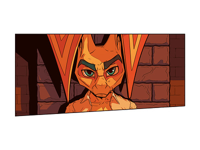 Riley Cooper Comic Panel action adventure alien angry face anthropomorphic big ears bizarre blue eyes character design comic comic panel design illustration mystery new comic orange reptilian stone pillar stone temple suspense