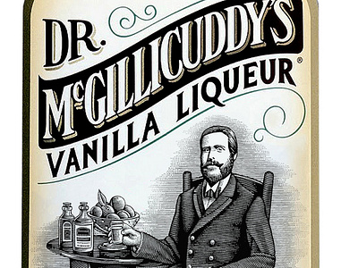 Dr. McGillicuddys Packaging illustrated by Steven Noble artist artwork branding design engraving etching illustration illustrator line art linocut logo packaging pen and ink scratchboard steven noble woodcut