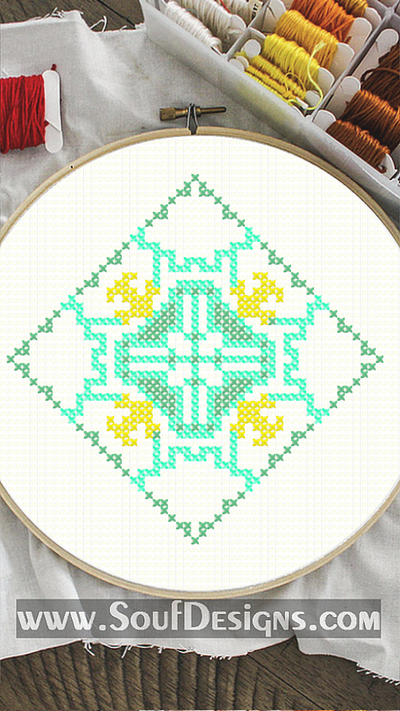 Floral Green Embroidery Cross Stitch Pattern embroidery