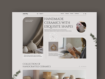 Handmade Ceramics cersmic clay design figma handmade interface pottery ui website