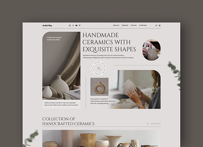 Handmade Ceramics cersmic clay design figma handmade interface pottery ui website