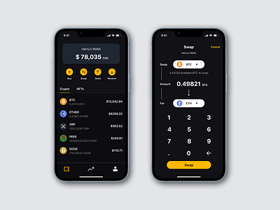 Cryptocurrency Wallet App animation app bitcoin blockchain concept crypto cryptocurrency defi design ethereum finance fintech mobile product design ui ux ux design wallet web3