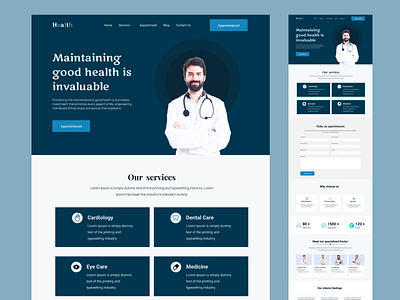 Health website landing page design homepage landing page madical landing page ui ui of website ux website