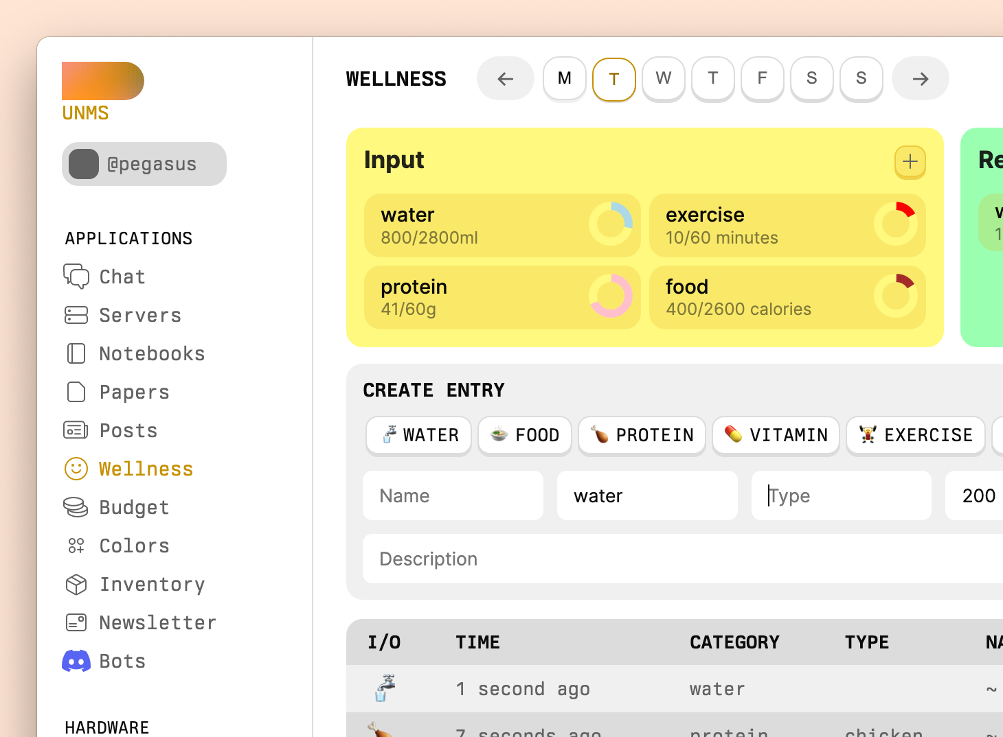 uOS: Wellness dashboard dashboard design ui wellness