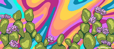 Radiate Good Vibes bright cactus desert graphic design illustration mural prickly pear psychedelic saguaro
