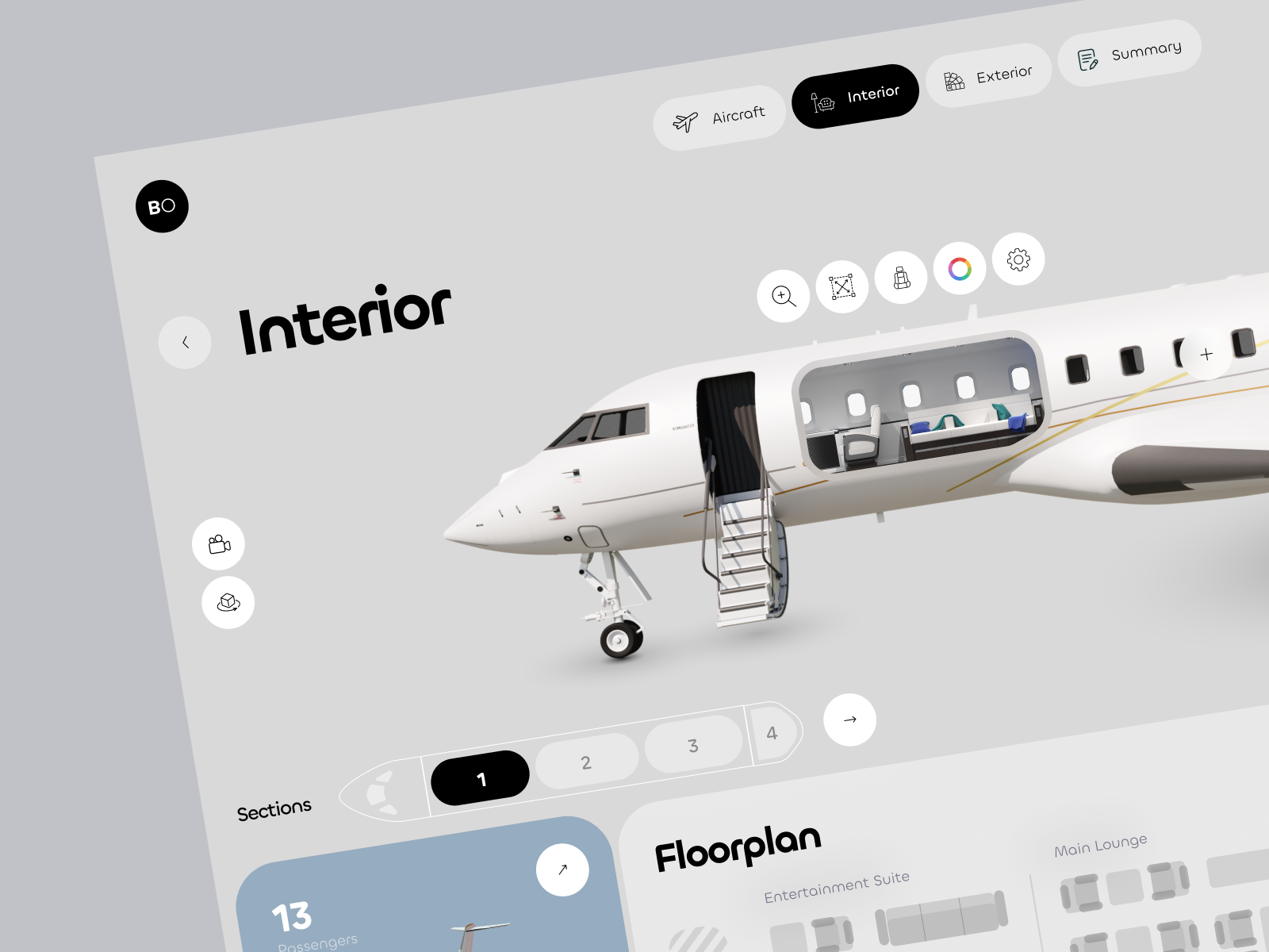 Bombardier - Seamless Plane Configurator aircraft airplane configuration configurator create custom design flight fly jet make plane uxdesign vehicle web