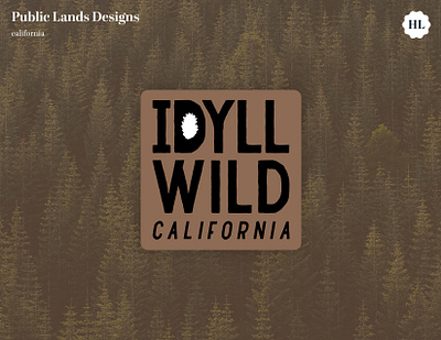 Idyllwild, California Sticker Design california design graphic design idyllwild illustration outdoors outdoors design pinecone public lands southern california trees vector