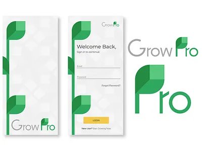 GrowPro App Design & Branding branding design graphic design logo typography ui ux