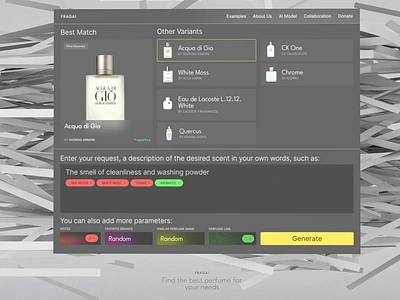 FragAI 3d ai c4d chatgpt cinema 4d dailyui dailyui033 dailyui33 fragrance motion ui