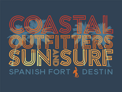 Sun and Surf beach graphic design gulf coast illustration palm tree surf tee tee shirt