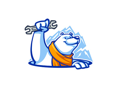 HVAC Polar Bear Character Mascot Logo (Logo for Sale) bear branding cartoon character design design handyman hvac logo illustration logo logo design mascot mascot design polar bear polar bear character polar bear mascot repairman wrench