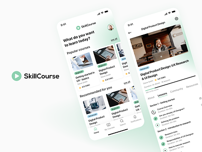SkillCourse app app design application design education figma graphic design interface logo poland sydney ui ui design uidesign user interface uxui vector