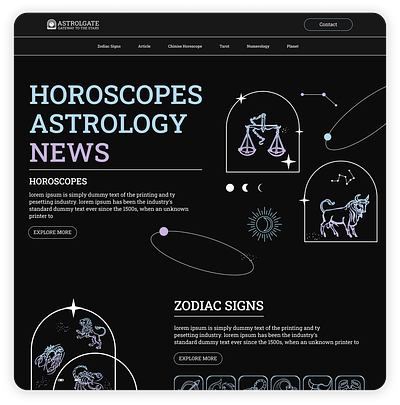 Astrology Landing Page horoscope landing page ui ux web design zodiac signs