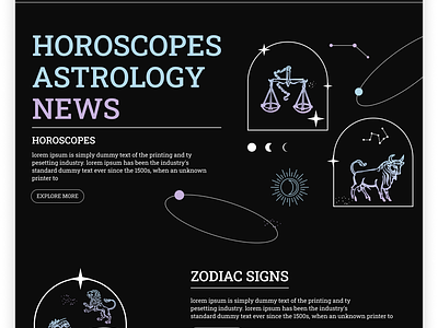 Astrology Landing Page horoscope landing page ui ux web design zodiac signs