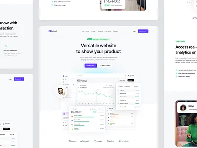 Brisval SaaS Landing Page – Banking for Startup analytic dashboard design landing page light mode marketing modern npw product saas saas design saas product saas solution saas ui saas website saas website design sales ui web design website