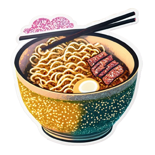 Glitter ramen sticker