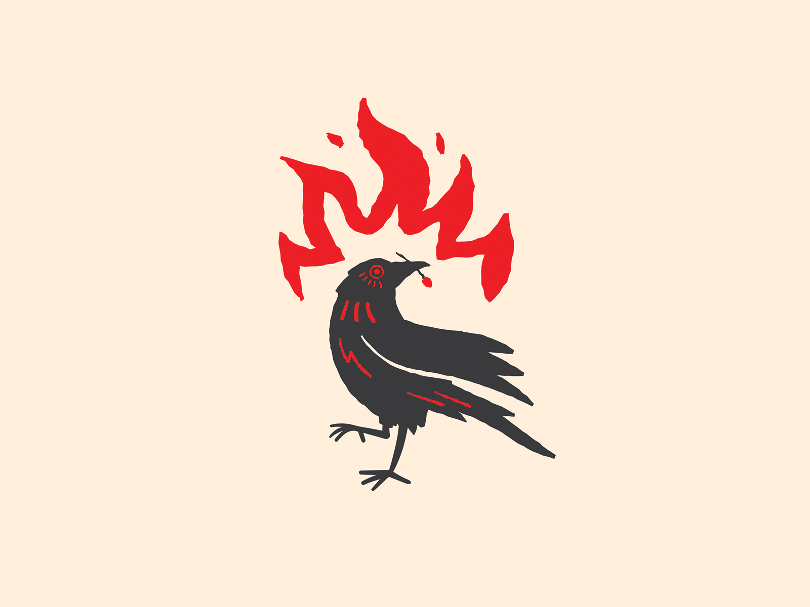 Fire Starter bird black bird crow design fire firestarter graphic design illustration match motion raven vector