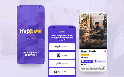 Rappaw: Inclusive Dog-Walking App adobe illustrator app branding design dribbble figma logo product design ui visual design