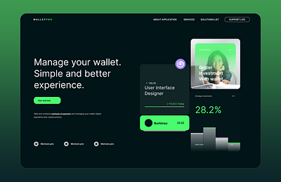 Wallet Landing Page branding graphic design product design ui user experience design user interfacex