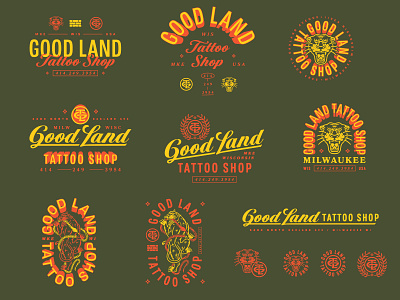 Good Land Tattoo Shop badge design custom type flash sheet lettering milwaukee panther script tattoo