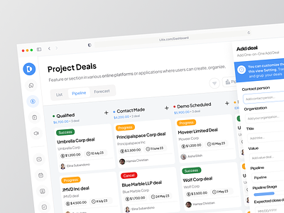 PipeDrive - Sales Management clean client customer dashboard deal management pipeline product saas sales sales management ui ux