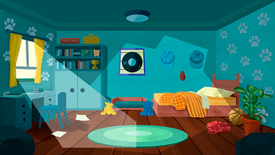 Scenario for Animation - Bedroom animation design illustration