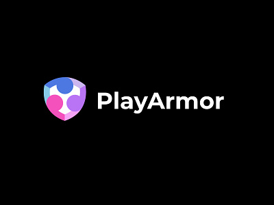PlayArmor bold branding entertainment film geometric letter p logo logodesign media modern play sheild simple