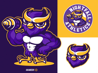 NIGHTFALL ATHLETICS mascot for client baseball basketball branding brandinghvac design gaming gymbranding gymlogo gymmascot hvacmascot illustration logo mascot owlgaming owlillustrations owllogo owlmascot packdesign softwashlogo sport