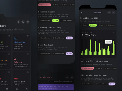 Chat GPT Mobile App Concept ai ai art android app app design chat gpt concept dark mode dark ui ios midjourney mobile mobile ui night mode open ai product design ui user interface ux ux design