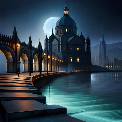 Mysterious city 2 3d art color design digital illustration painting