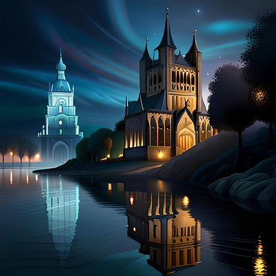 Mysterious city 5 3d art color design digital illustration painting