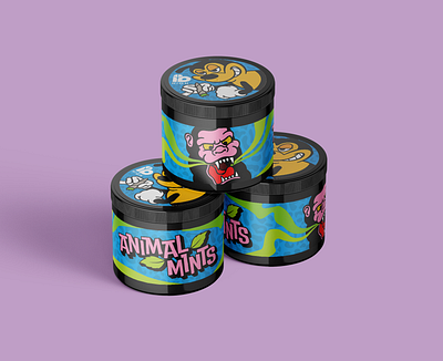 IBHIGH ANIMAL MINTS branding cannabis character design digital art digital illustration gorilla graphic design high illustration illustrator label design mints mock up monster packaging design vector weed weed prodcut