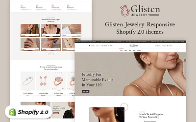 Glisten - Modern Jewelry Responsive Shopify 2.0 Themes design responsive design shopify shopify theme web design