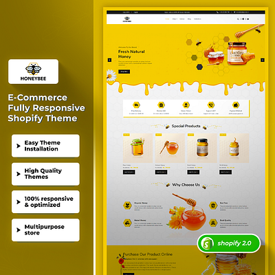 Honeybees - Honey Shopify OS 2.0 Premium Responsive Theme css3 design html5 responsive design shopify theme web design