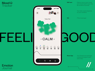 Mood Tracker Mobile iOS App android animation app app design app interaction dashboard design health ios mental mobile mobile app mobile ui mood motion online tracker ui ux wellness